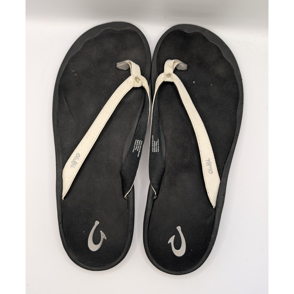 OluKai Ohana Women's White Water-Resistant Thong Sandals Flip Flops size 10